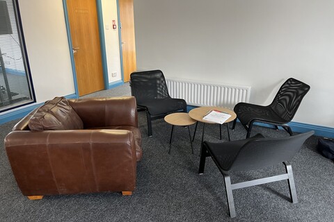 a group of chairs in a room