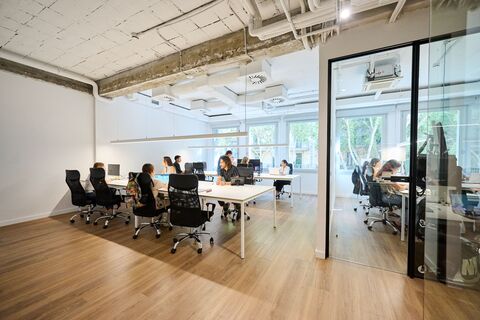 a group of people in a room