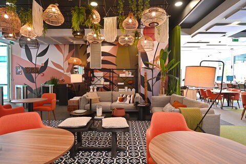 a room filled with furniture and a table