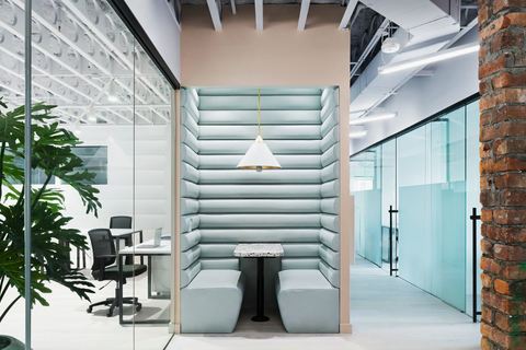 a room with a large window