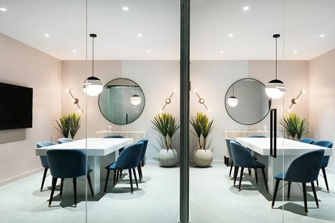 a room filled with furniture and a table