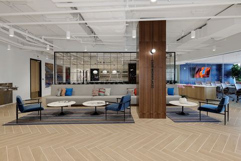 a room filled with furniture and a table