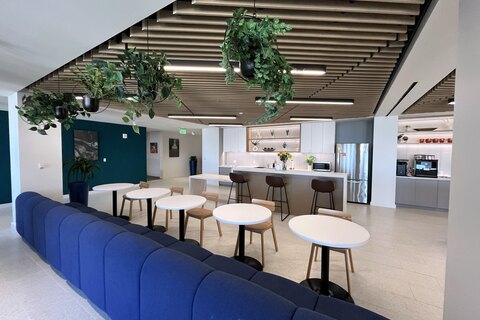 a room filled with furniture and a table