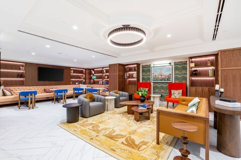 a room filled with furniture and a table