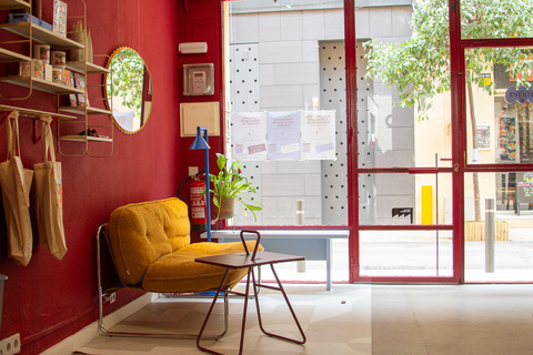 a chair and table in a room
