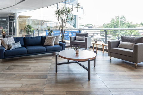 a room filled with furniture and a table