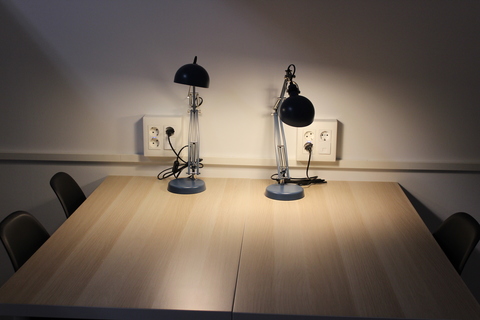 a lamp that is sitting on a table