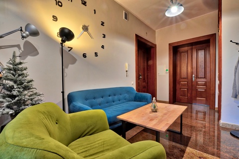 a room with a couch and a coffee table