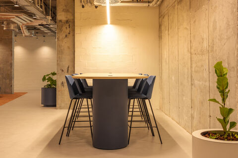 a table and chairs in a room