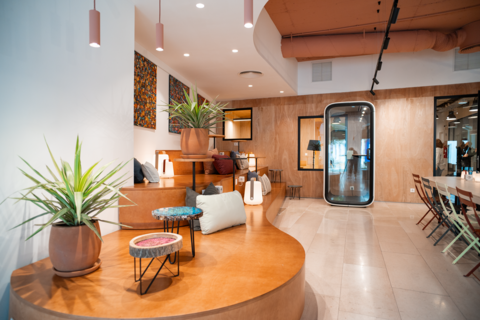 a kitchen with an island in the middle of a room