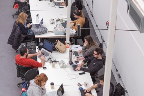 a group of people in a room