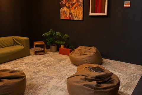 a room with bean bags and a couch