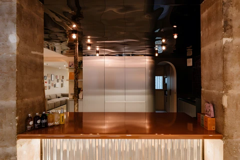 a kitchen with a stove and a sink