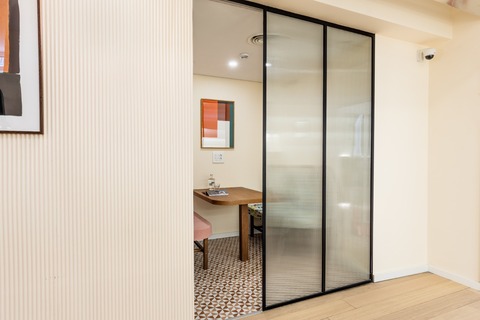 a glass shower door