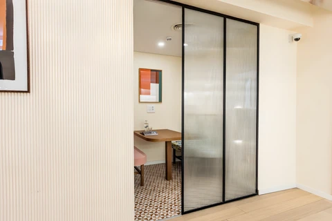 a glass shower door