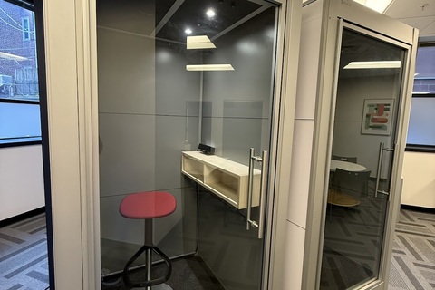 a glass doors in a room