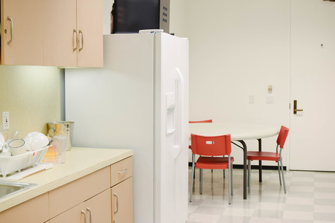Take a break in the coworking kitchen.