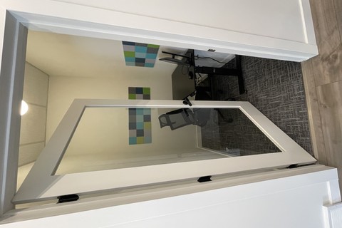 a close up of a door