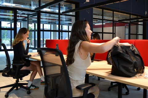 a person sitting on a table