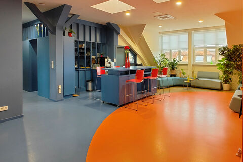 a large orange room