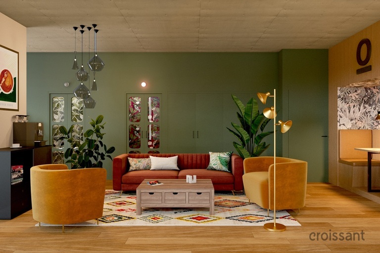 a living room filled with furniture and a flat screen tv