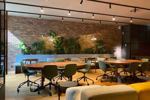 a room filled with furniture and a table