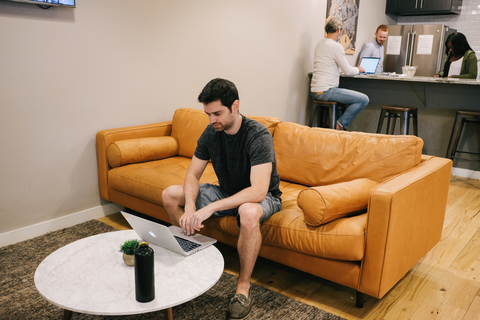 a man sitting in a living room
