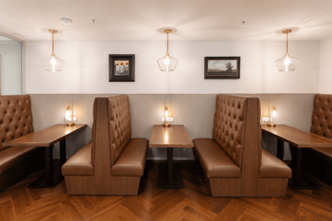 a booth seating in a restaurant