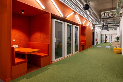 a large orange building