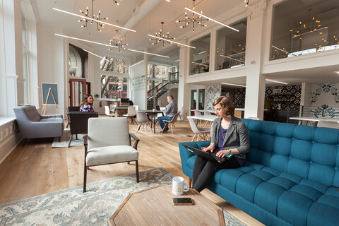 a person sitting in a living room