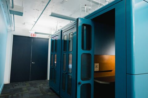 a blue doors in a room