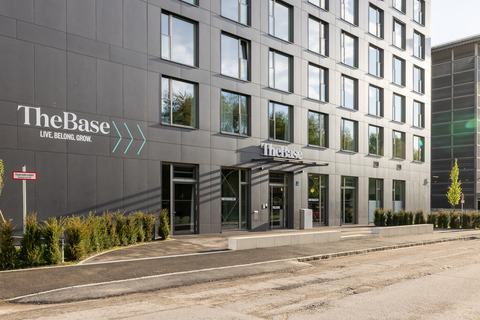 a close up of a street in front of a building