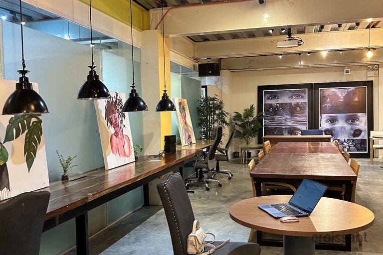 a room filled with furniture and a table