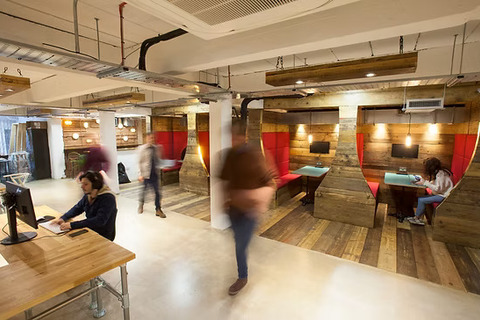 a group of people in a room