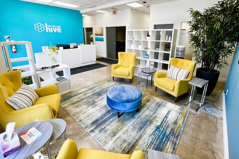 a room filled with furniture and a table