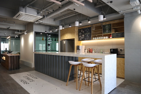 a kitchen with a dining room table