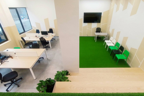 a table topped with lots of green grass
