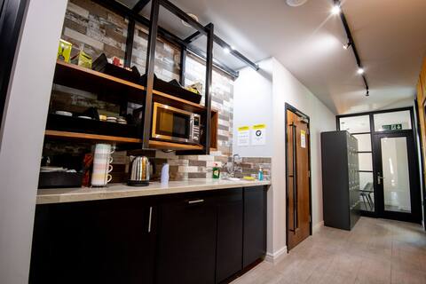 a view of a kitchen