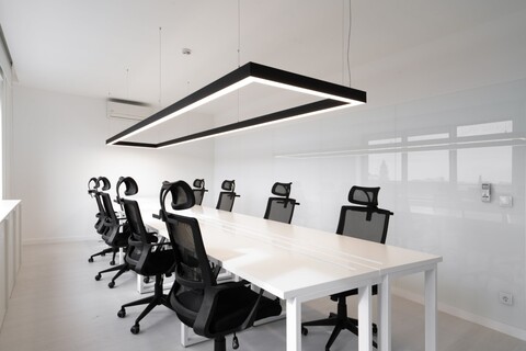 a room with a desk and chair