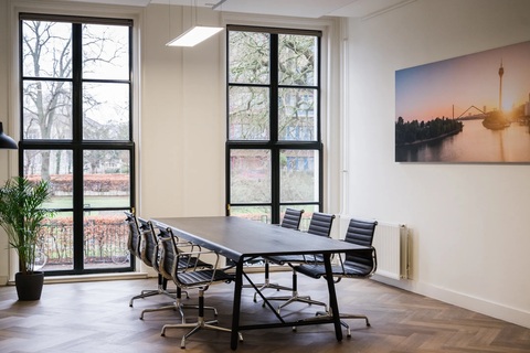 a table and chairs in a room